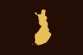 Gold colored map design isolated on brown background of Country Finland - vector