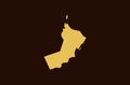 Gold colored map design isolated on brown background of Country Oman - vector