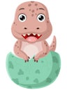 Cute baby dinosaur cartoon hatching from egg Royalty Free Stock Photo