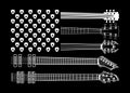 American flag made of guitar necks and picks, Rock and Roll 4th of July Musician Flag Royalty Free Stock Photo