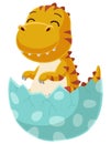 Cute baby dinosaur cartoon hatching from egg Royalty Free Stock Photo