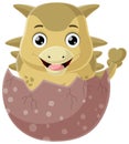 Cute baby ankylosaurus cartoon hatching from egg Royalty Free Stock Photo