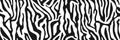 Zebra fur repeating texture. Animal skin stripes, jungle wallpapers. Black and white seamless pattern. Vector Royalty Free Stock Photo