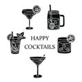hand drawing style of glass cocktails glass set vector Royalty Free Stock Photo
