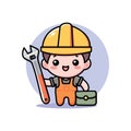 cute vector design illustration of mechanic worker