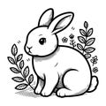 cute rabbit vector design illustration for coloring, rabbit picture for coloring Royalty Free Stock Photo