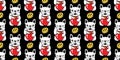 dog seamless pattern french bulldog valentine heart lucky cat manekineko vector gold coin cartoon puppy pet doodle