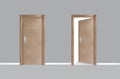 Wooden realistic door on white background