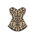 Brown woman corset with leopard print