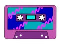 Retro vintage audio music cassette with magnetic tape. Abstract purple and blue design in 90s, 80s, 70s style Royalty Free Stock Photo