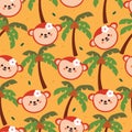 seamless pattern cartoon monkey and coconut tree Royalty Free Stock Photo