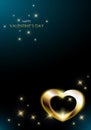 Elegant vector design for Valentine\'s day with shining golden heart and sparkling stars Royalty Free Stock Photo