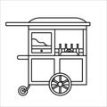 Chicken noodle food cart in line art style, gerobak mie ayam, gerobak cwi mie, gerobak mi pangsit Royalty Free Stock Photo