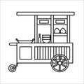 Fried rice food cart in line art style, gerobak nasi goreng or nasgor, gerobak mie goreng abang-abang, gerobak kwetiau or capcai Royalty Free Stock Photo