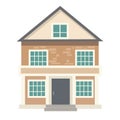 Luxury brick house exterior in flat design style vector illustration, suburban house image Royalty Free Stock Photo