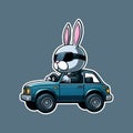 Easter Bunny Driving a car illustration , Easter Bunny Driving