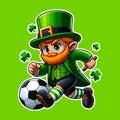 Irish Leprechaun playing Soccer illustration