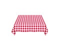 Empty red and white checkered tablecloth