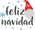 Feliz navidad gnome vector file for holiday letter quote vector illustration