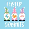 Easter gnomies, hello spring, tulips flower vector illustration file