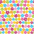 Vivid Rainbow Color Daisies Vector Seamless Pattern on a White Background. Bright, Playful Textile Design. Royalty Free Stock Photo