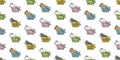 dog seamless pattern french bulldog shopping cast basket vector cartoon puppy pet doodle Royalty Free Stock Photo