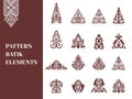 set of vector pattern batik elements, motif pucuk rebung