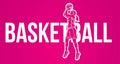 Basketball Female Player Action with Basketball Font Design Cartoon Sport Graphic Vector Royalty Free Stock Photo