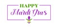 Happy Mardi Gras Stylish Text and colorful background design