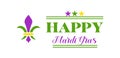 Happy Mardi Gras Stylish Text and colorful background design