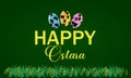 Happy Ostara Beautiful Text With Egg and and illustration Design Royalty Free Stock Photo