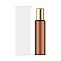 Tall Amber Cosmetic Bottle With Golden Lid, Packaging Box
