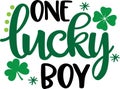 One lucky boy, so lucky, green clover, so lucky, shamrock, lucky clover vector illustration file