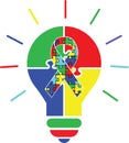 Autism awareness light bulb, autism puzzle, autism awareness, proud autism, autism day, vector illustration file