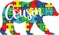 Autism cousin bear, autism puzzle, autism awareness, proud autism, autism day, vector illustration file