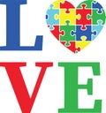 Autism love puzzle heart, autism awareness, proud autism, autism day, vector illustration file