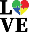 Autism love puzzle heart, autism awareness, proud autism, autism day, vector illustration file