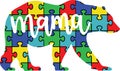 Autism mama bear, autism puzzle, autism awareness, proud autism, autism day, vector illustration file