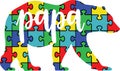 Autism papa bear, autism puzzle, autism awareness, proud autism, autism day, vector illustration file