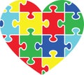 Autism puzzle heart, autism awareness, proud autism, autism day, vector illustration file