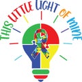 This little light of mine light bulb, proud autism, autism day, vector illustration file