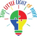 This little light of mine light bulb, proud autism, autism day, vector illustration file Royalty Free Stock Photo
