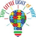 This little light of mine light bulb, proud autism, autism day, vector illustration file