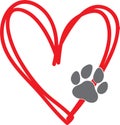 Heart dog paw, dog, animal, pet, vector illustration file Royalty Free Stock Photo