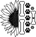 Sunflower dog paw, dog, animal, pet, vector illustration file Royalty Free Stock Photo