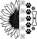 Sunflower dog paw, dog, animal, pet, vector illustration file Royalty Free Stock Photo