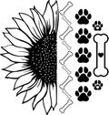 Sunflower dog paw, dog, animal, pet, vector illustration file Royalty Free Stock Photo