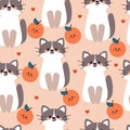 seamless pattern cartoon cat and orange