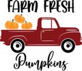 Farm fresh pumpkins truck, happy fall, thanksgiving day, happy harvest, vector illustration file Royalty Free Stock Photo