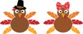 Cute turkey, happy fall, thanksgiving day, happy harvest, vector illustration file Royalty Free Stock Photo